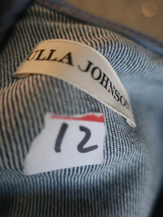 Womens Ulla Johnson Poppy (Item- 12) Blue Denim Ruffled Slv Mini Shift Dress 4 - Picture 14 of 14